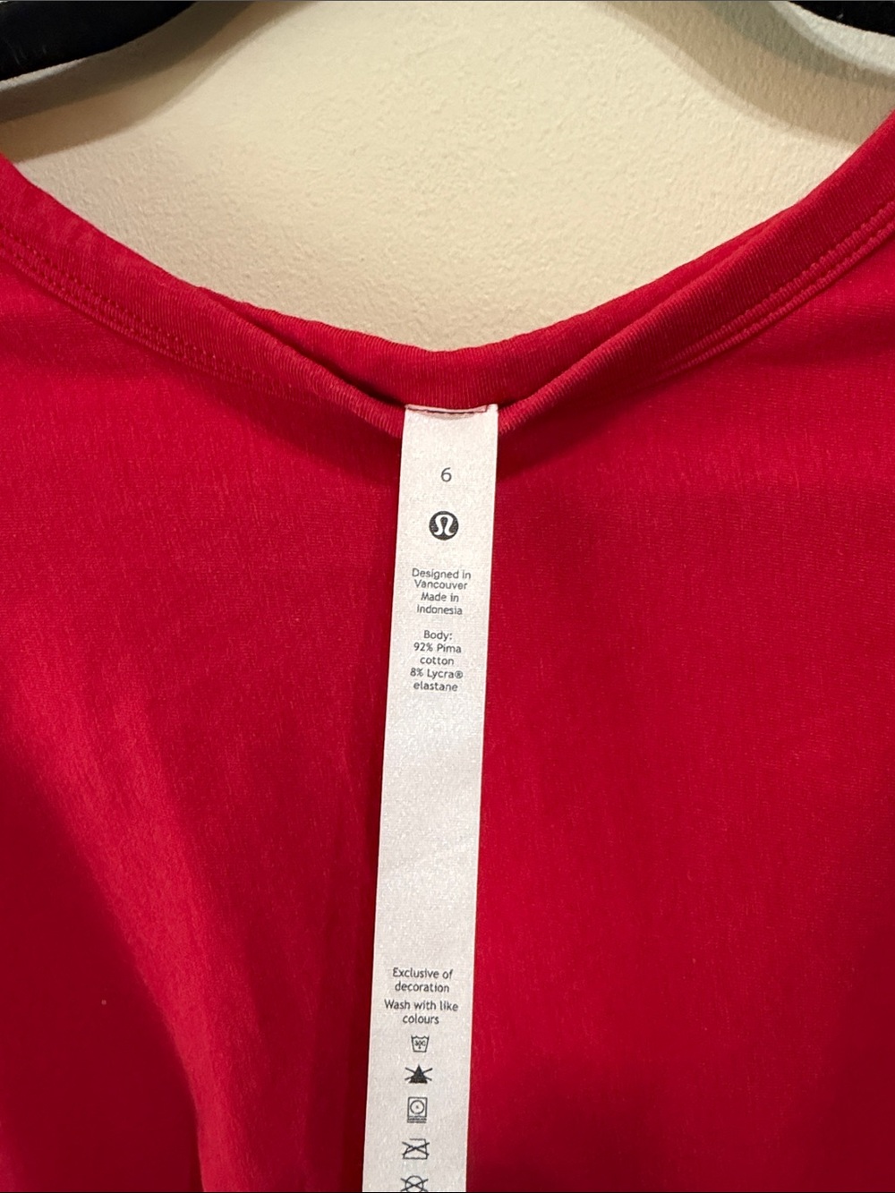 Lululemon Crescent Tee - Dark Red Size 6 Small Pima Cotton - Picture 5 of 7